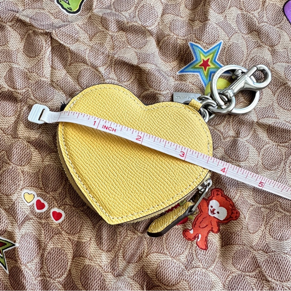 Coach Yellow Heart Keychain pouch wallet with Silver Accents - Picture 5 of 5